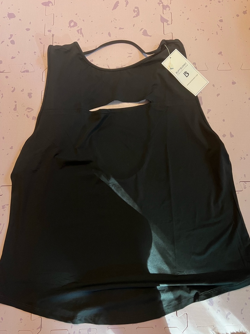BuffBunny Black Women's Tank Top with Front Keyhole